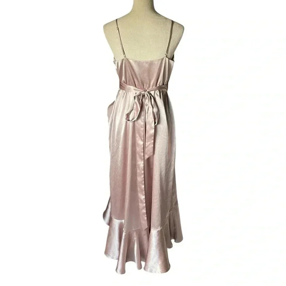 Birdy Grey YC Satin Asymmetrical Blush Rose Gold Romantic Feminine Dress Women L - Picture 4 of 8